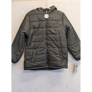 Whales Tail Boys Puffer Jacket Size 14/16 Black Water Wind‎ Resistant Coat